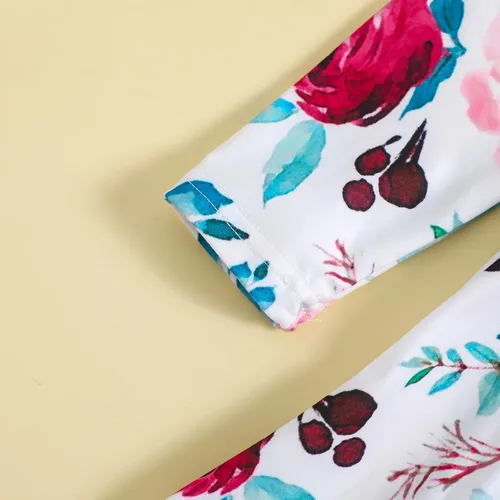 Vista 5 de Conjunto de ropa floral con volantes y pantalones para niñas pequeñas