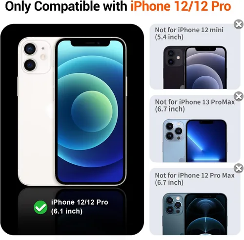 Vista 2 de vnnink para iPhone 12 y iPhone 12 Pro, funda de teléfono celular translúcida con protección contra caídas de grado militar, mate magnética