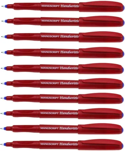 Vista 2 de Manuscript Bolígrafos de escritura a mano ergonómicos y lavables de tinta - Paquete de 10