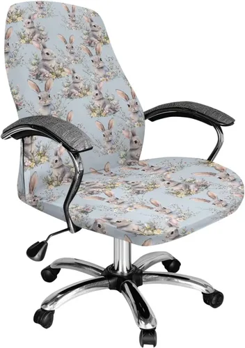 Vista 15 de Xoenoiee Bee Floral Print Office Chair Covers, Stretch Computer Boss Chair Cover with Button High Back Chair Slipcover Anti-Dust Rotating Chair