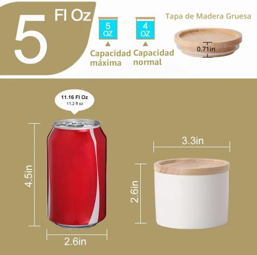 Vista 5 de Sweejar Kitchen Canisters - Tarro de cerámica para almacenamiento de alimentos, recipientes apilables con tapa de madera y sello hermético