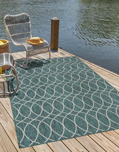 Vista 21 de Unique Loom Outdoor Trellis Collection - Alfombra de área (10 pies, redonda, verde/marfil)
