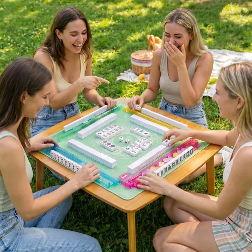 Vista 8 de American Mahjong - Juego de 166 azulejos de melamina grabados