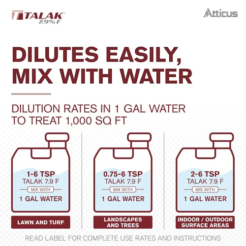 Vista 5 de Atticus Talak 7.9 F Bifentrina Insecticida Concentrado (96oz) Control Ants, Mosquitoes, Cockroaches, Spiders, Armyworms, and 70+ More Pests