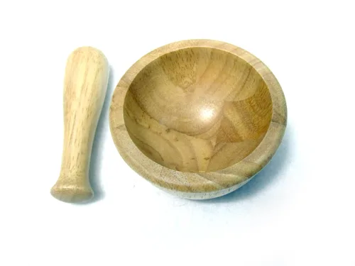 Vista 2 de Nuevo mini mortero de madera y mortero de molienda Bowl Set ajo Crush Pot herramienta de cocina