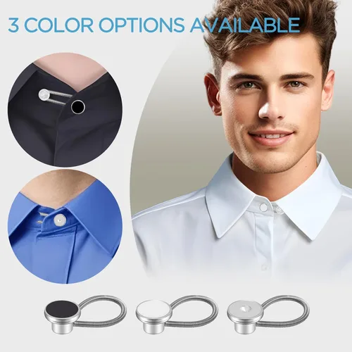 Vista 4 de 12 extensores de botón de cuello de camisa para camisas de vestir para hombres, extensor de botón de cuello cómodo, también funciona como extensores