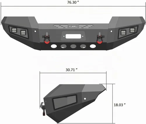 Vista 4 de Parachoques delantero y trasero de acero para Ford F150 2006-2008 con placa de cabrestante y luces (textura negra)