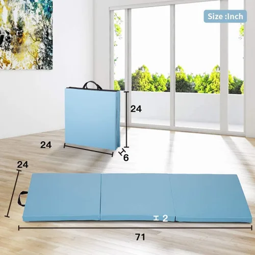 Vista 7 de Tapete plegable de 2 pulgadas de grosor, tapete de gimnasia para gimnasio, fitness, para interiores y exteriores, tapete de gimnasia para ejercicios