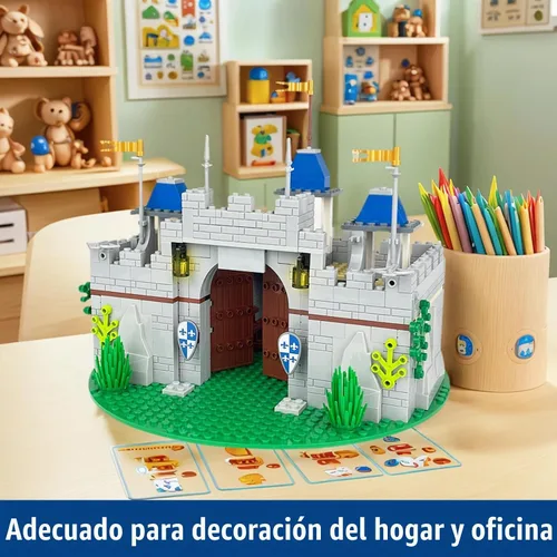 Vista 4 de Set de Bloques de Construcción de Castillo de Caballero Medieval Usoway, Viene con 12 Figuras de Caballeros, Compatible con Juguetes Lego de Plaza