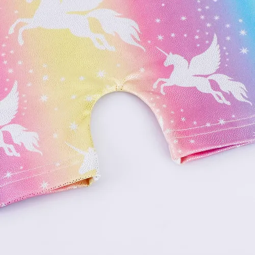Vista 5 de HOZIY Leotardos de gimnasia con pantalones cortos para niñas pequeñas y niños pequeños, maillots de gimnasia, trajes de gimnasia con diseños