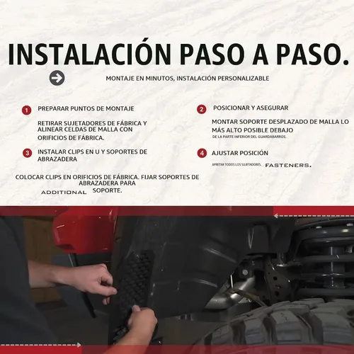 Vista 3 de REK-mesh - Solapas de barro todoterreno – Solapas de barro resistentes para camiones con placa de acero inoxidable – Juego de protección contra