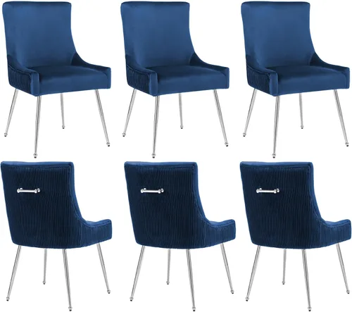 Vista 25 de adochr Juego de 2 sillas de comedor de terciopelo con patas de metal dorado 2-Azul oscuro