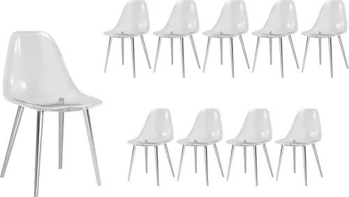Vista 18 de Baysitone Juego de 4 sillas de comedor transparentes, sillas modernas de cocina con asiento transparente, sillas laterales de acento acrílico