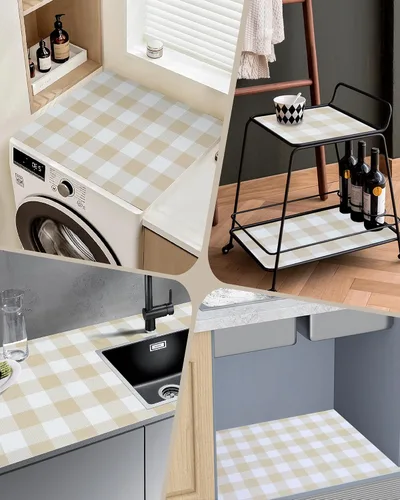 Vista 7 de Revestimiento de estante para armarios de cocina, forros de cajones no adhesivos antideslizantes de agarre fuerte, papel grueso para estantes