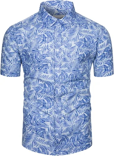 Vista 6 de TUNEVUSE - Camisa de manga corta para hombre con botones, diseño floral, camisa hawaiana de playa de verano de algodón Estampado de plátano.