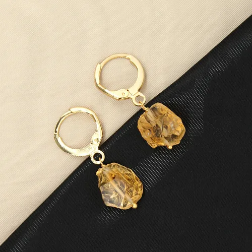 Vista 45 de Gempires Handmade Gemstone Hoop Earrings Raw Crystal Dangle Jewelry Hypoallergenic Gold Plated Lightweight Elegant Jewelry Gifts For Women