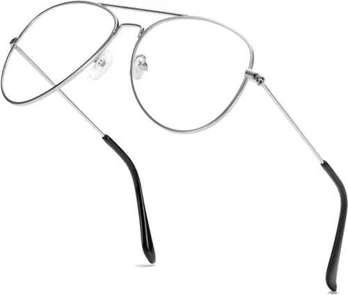 Vista 9 de Lentes de aviador transparentes con montura metálica clásica de primera calidad Paquete de 3