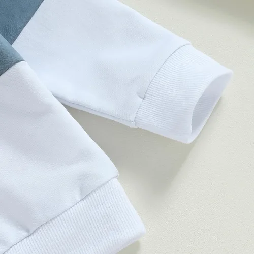 Vista 4 de Conjunto de ropa para bebé niño pequeño, sudadera con capucha y pantalones, trajes de bloque