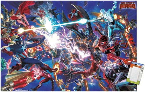 Vista 12 de Trends International Marvel Comics Secrets Wars - Póster de pared de batalla de 14.725 x 22.375 pulgadas, versión enmarcada de madera de granero