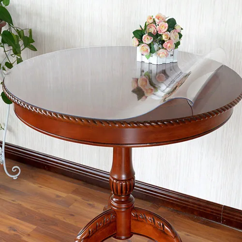 Vista 9 de LovePads - Protector de mesa redondo transparente, 1,5 mm de grosor, 76 cm de plástico, mantel de vinilo impermeable redondo, almohadilla protectora