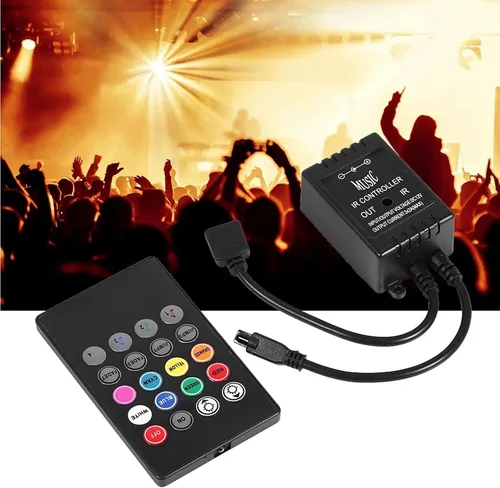 Vista 3 de Controlador de música LED, control remoto con sensor de sonido, ligero, compacto y portátil, utilizado para controlar lámparas LED, para KTV