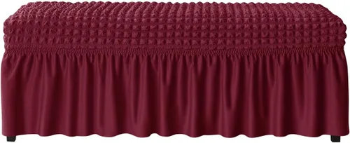 Vista 13 de SZJIAHTM Funda elástica suave para banco de comedor con falda, protector de reposapiés de poliéster, celosía de burbujas, fundas para banco de piano