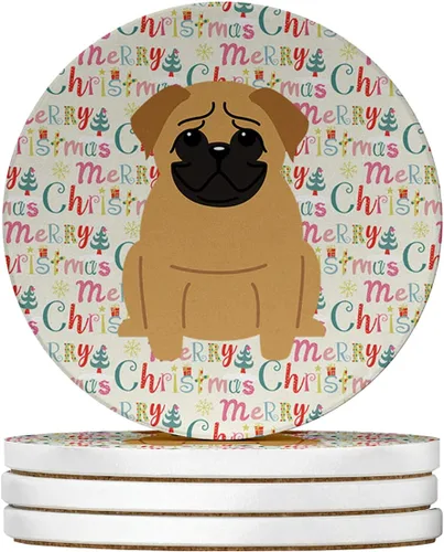 Vista 134 de Abyssinian Sand Terrier Merry Christmas - Posavasos grandes de piedra arenisca (4 unidades)