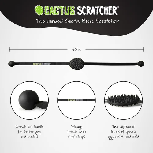 Vista 4 de Rascador de Espalda Original Cactus Scratcher - Herramienta de Rascado de Espalda de 2 Caras para Áreas de Difícil Acceso, Correa Duradera de 45