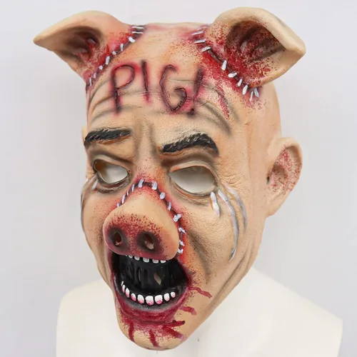 Vista 7 de Máscara de cerdo aterrador, máscara realista de animales de terror para Halloween
