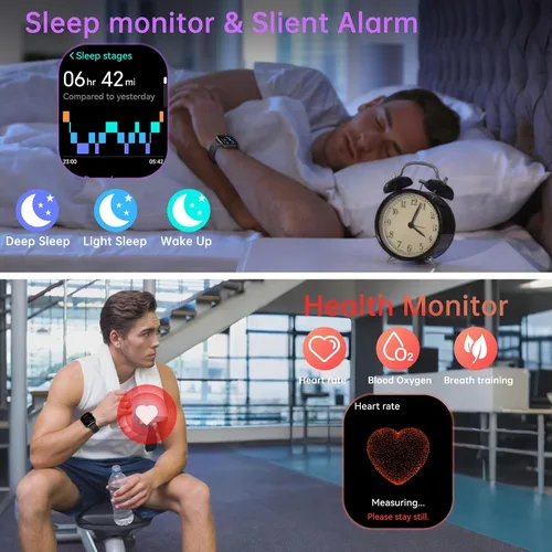 Vista 8 de Reloj inteligente para hombre, GPS, 2.06 pulgadas, HD, AMOLED, militar, multideporte, rastreador de fitness con llamada Bluetooth, brújula Negro