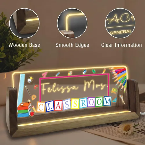 Vista 4 de Placa de nombre de escritorio personalizada con luz acrílica para escritorio, regalos de oficina personalizados para jefes, compañeros de trabajo