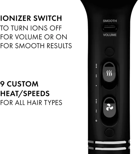 Vista 8 de HOT TOOLS Pro Artist - Secador de pelo negro dorado, secado rápido con calentamiento uniforme para menos daño y doble voltaje, secador de pelo