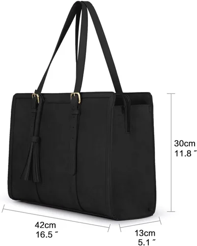 Vista 5 de ECOSUSI Bolsa para Laptop para Mujeres 15.6 Pulgadas Bolsas de Trabajo Tipo Tote Cuero PU Bolso de Computadora para Oficina de Negocios con 3
