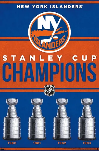 Vista 9 de Trends International NHL New York Islanders - Póster de pared Champions 23, 22.4 pulgadas de largo x 14.7 pulgadas, versión enmarcada en madera