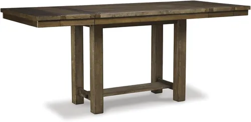 Vista 11 de Signature Design by Ashley Robbinsdale - Mesa extensible para comedor con centro abatible removible, estilo casual, con base de caballete, madera