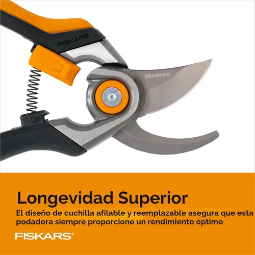Vista 4 de Fiskars - Tijeras bypass de podar, podadora con capacidad de corte de 1 pulgada, con Softgrip, hoja de acero afilada y resistente al óxido que se