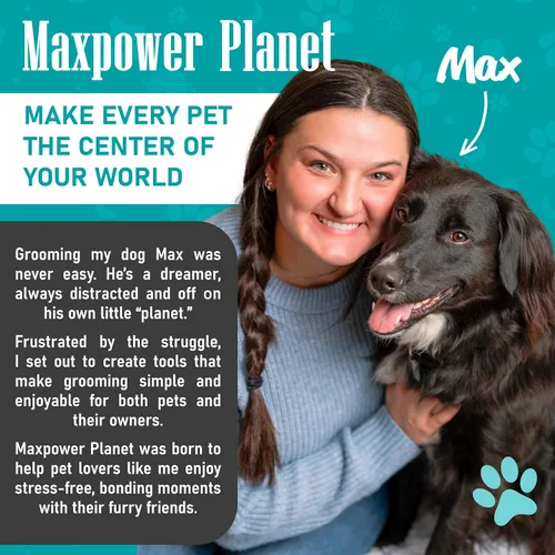 Vista 9 de Maxpower Planet Rastrillo para Perros y Cepillo de Pelo de Perro - Remueve Suavemente el Subpelo Suelto, Nudos y Enredos - Herramienta de Deslanado