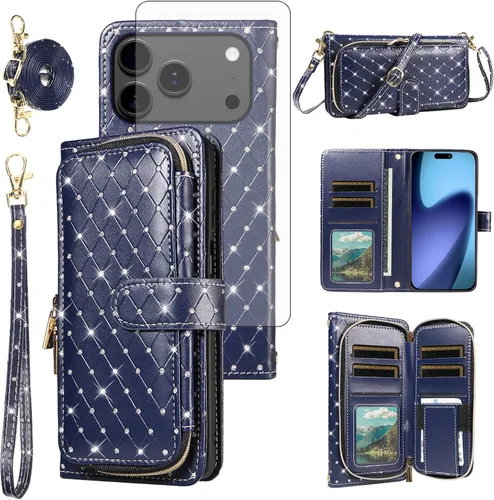 Vista 61 de Funda para teléfono iPhone 6 6S con cremallera y protector de pantalla con protector de pantalla, correa de cordón cruzado, ranura para iPhone 6 Six