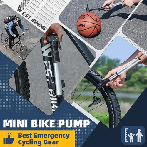 Vista 7 de Bomba de bicicleta Mini bomba de bicicleta – Bomba de ciclo de aleación de aluminio para válvula Presta y Schrader, bomba de neumáticos de bicicleta