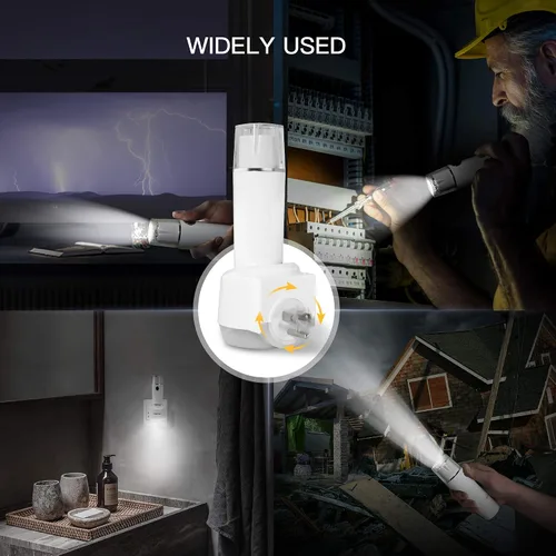 Vista 5 de Linterna de emergencia, luz LED multifunción para fallo de alimentación, recargable de mano, luz nocturna enchufable, 3 en 1 con sensor