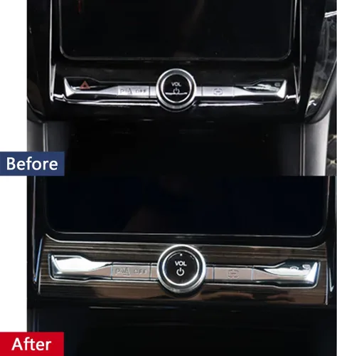Vista 3 de Accesorios de automóvil para Ford Explorer 2020 2021 2022 2023 Interruptor de volumen interior de acero inoxidable (estilo negro cepillado) 1 unidad