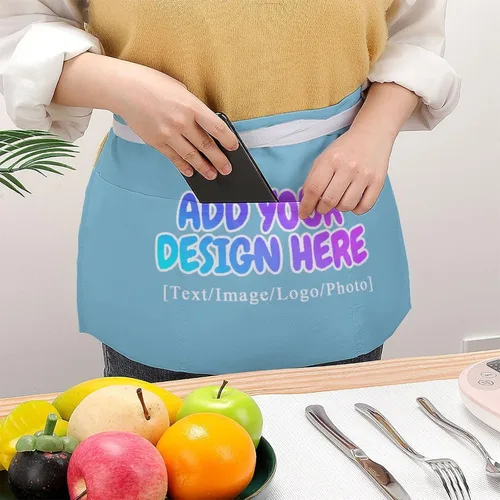 Vista 152 de AXKEUDO Delantal personalizado con bolsillos, delantales de cintura para camarera para cocinar en casa, restaurante, servir trabajo