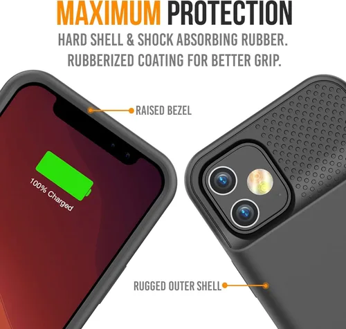 Vista 9 de Alpatronix Funda de batería para iPhone 12 Pro y iPhone 12 (6.1 pulgadas), funda protectora resistente y delgada de carga extendida portátil
