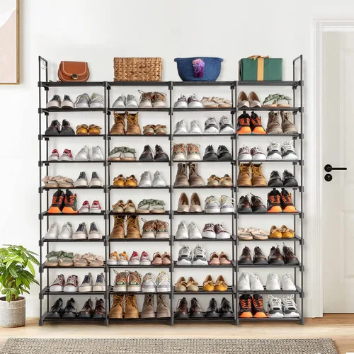Vista 2 de Organizador de almacenamiento de zapatos de 9/10 niveles de alto, organizador de zapatos para entrada, capacidad para 50-80 pares de zapatos