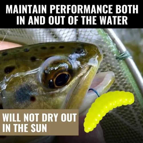 Vista 4 de LUNKERHUNT Tarro de cebo de pesca con atractivo único Gusanos de cera duraderos para lubina de pesca, cebo suave, gusanos realistas, señuelos