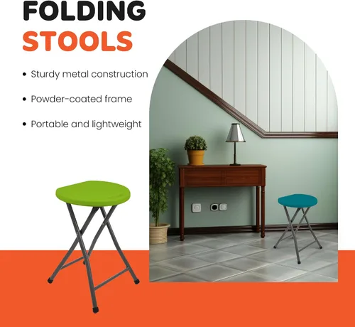 Vista 3 de Mintra Home Taburetes plegables – 18.5 pulgadas de altura, metal, resistentes (1 paquete, verde aguamarina)