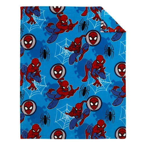 Vista 2 de Disney Marvel Spiderman Wall Crawler - Manta para niños pequeños, color rojo, blanco y azul