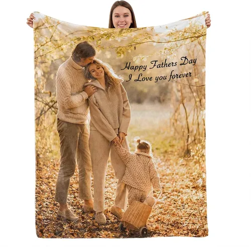 Vista 9 de TURMTF Manta personalizada con foto para mamá de hija e hijo, regalos de boda personalizados para ella, él, pareja, esposa, marido, novia, novio