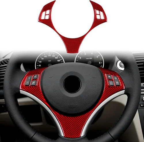 Vista 10 de Cubierta de fibra de carbono, para BMW, marco de botón de volante de automóvil para BMW Serie 1 E81 E82 E87 E88 2008 2009 2010 2011 2012 2013 negro