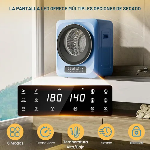 Vista 3 de Zynkez Secadora de ropa portátil de 12 libras, secadora de ropa compacta de 850 W con secadora de botas, 6 modos de secado, secadora eléctrica